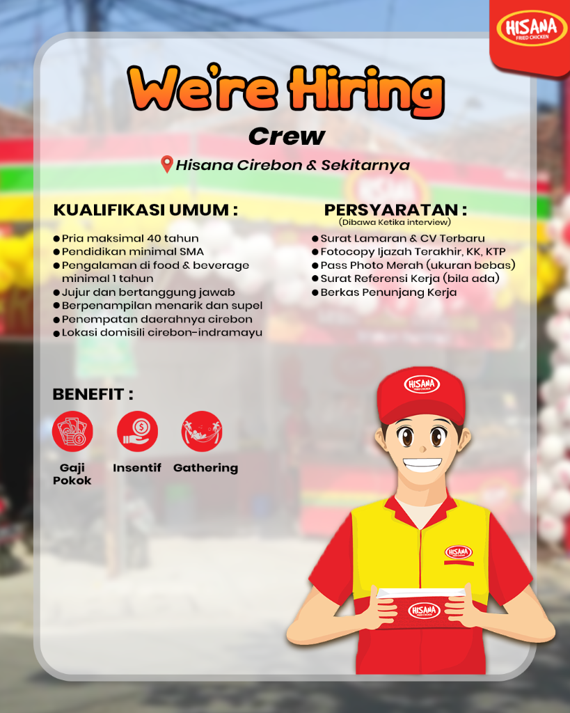 Poster Lowongan Crew Hisana Fried Chicken